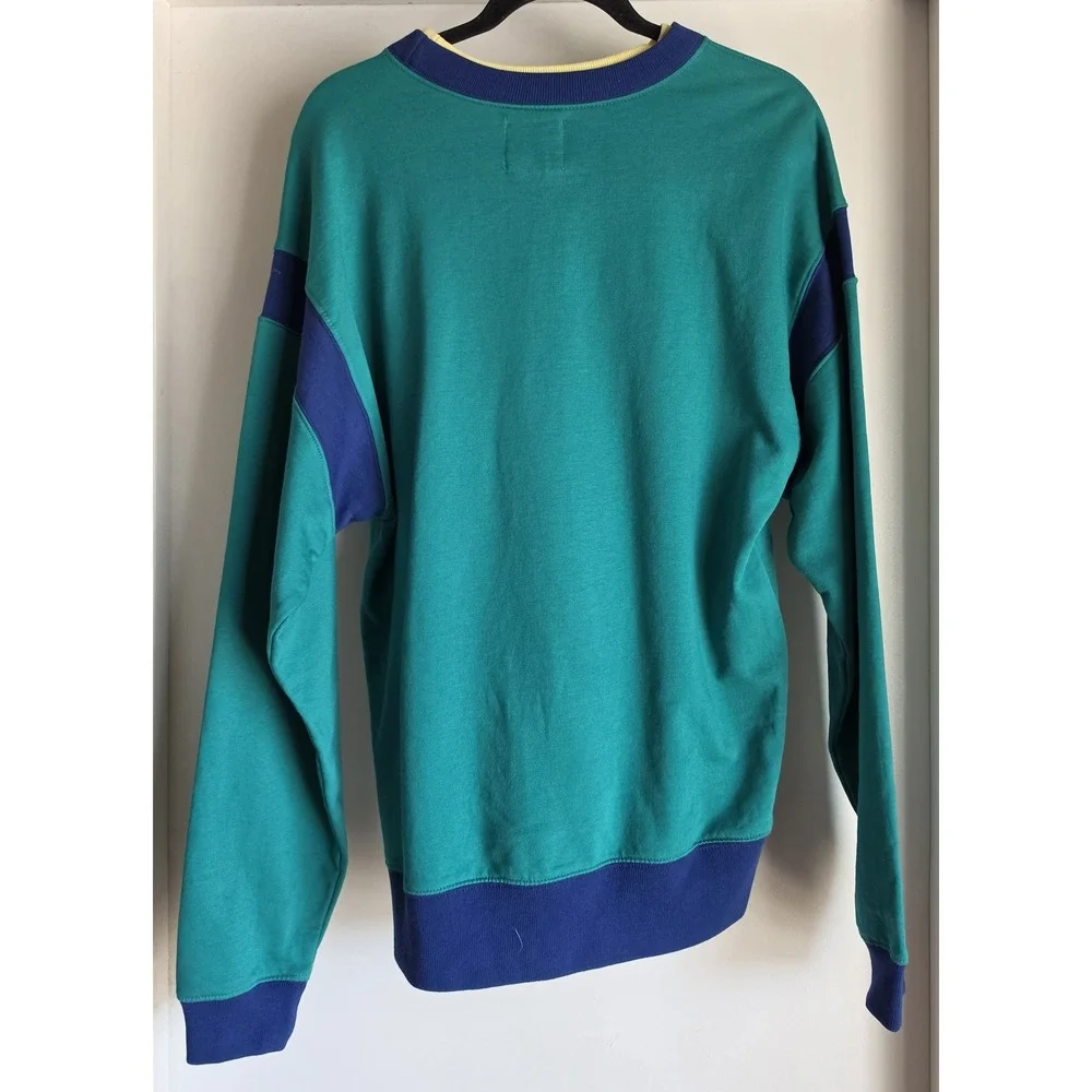 Urban Outfitters Sweatshirt S Colorblock Green Blue Yellow Pullover Retro Tennis